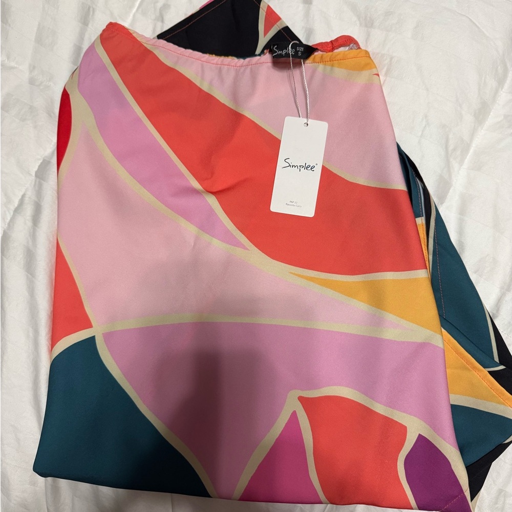 Simplee Colorful Abstract Skirt